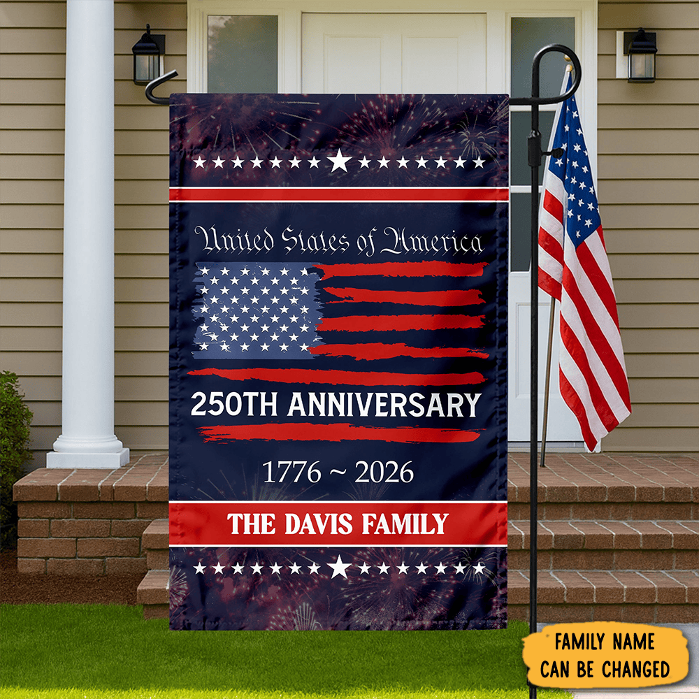 Personalized USA 250th Anniversary Garden Flag 1776 2026 Merchandise Patriotic Gift