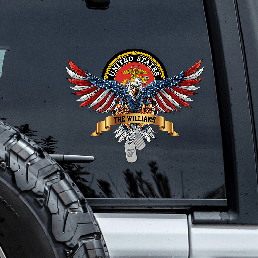 Personalized Usa Bald Eagle With Flag Sign Independence Day Car Stickers America's Birthday Stickers