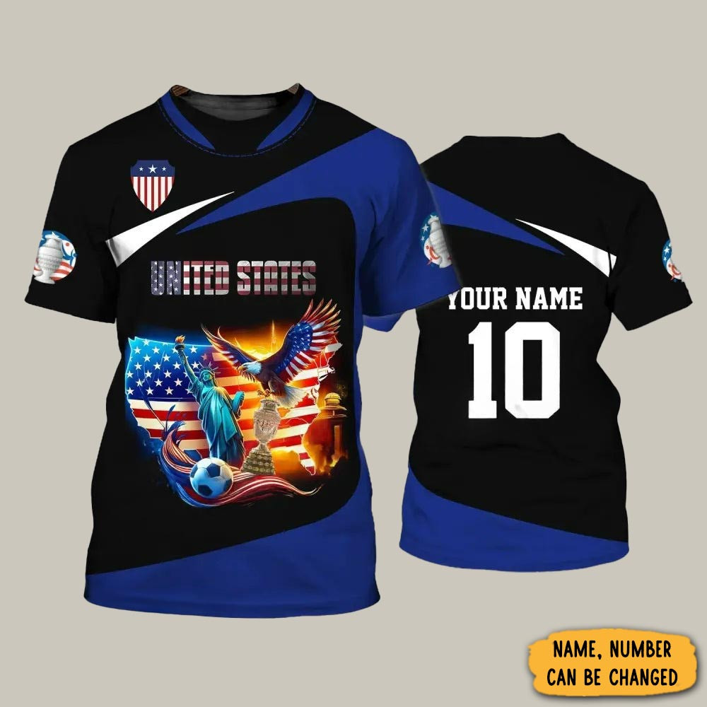 Personalized USA Eagle Statue Of Liberty Art T-Shirt USA National Football Team Clothes