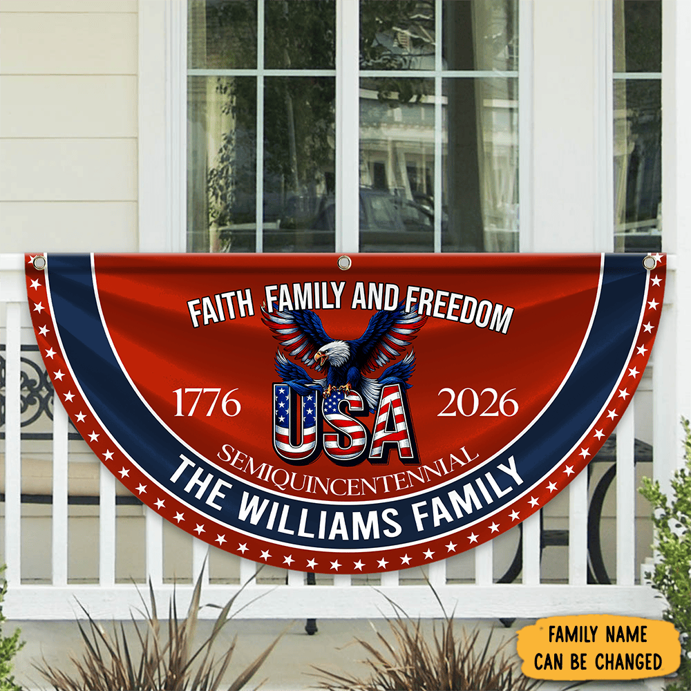 Personalized USA Faith Family Freedom America 250 1776 2026 Fan Flag America's Birthday Presents