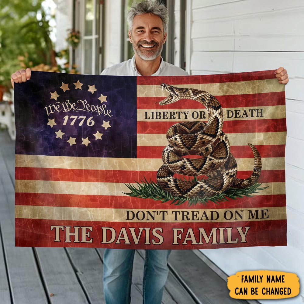 Personalized USA Gadsden Rattlesnake Don't Tread On Me Double Flag 1776 2026 We The People Flag