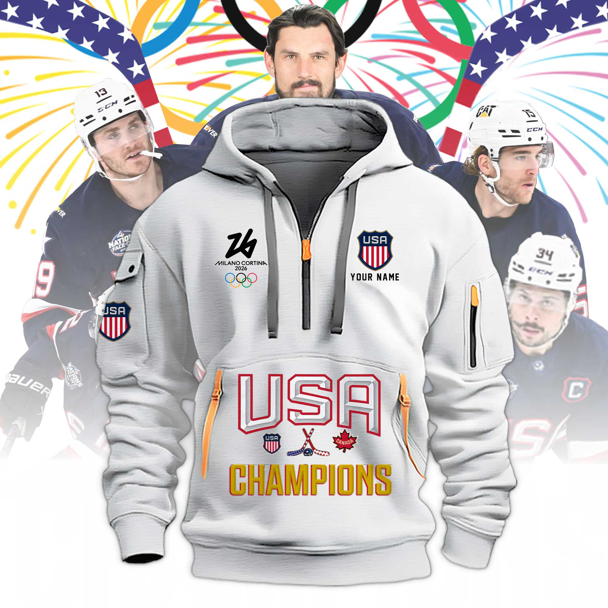 Personalized USA Hockey Champions Hoodie Milano Cortina 2026 Winter Olympic Apparel