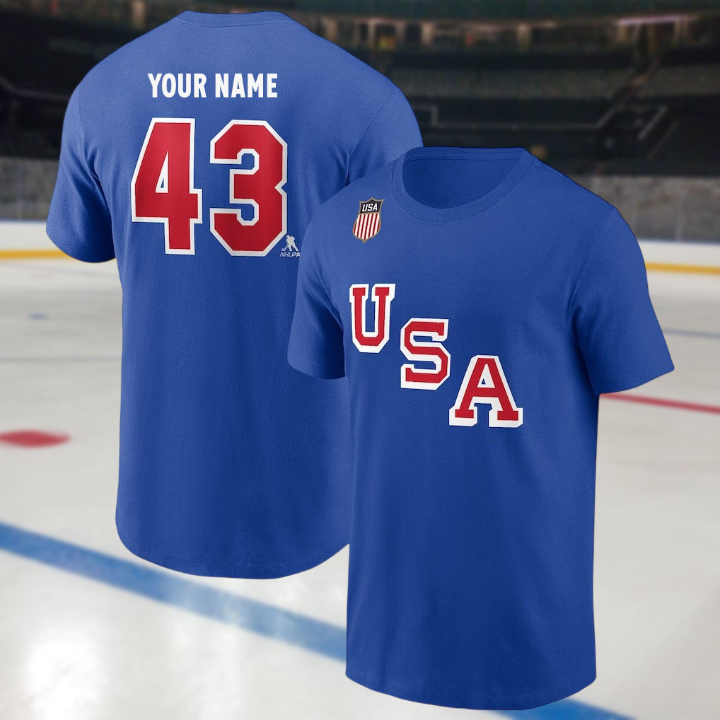 Personalized USA Ice Hockey 2026 Olympic Champions Graphic T-Shirt Fan Gear Best Gift