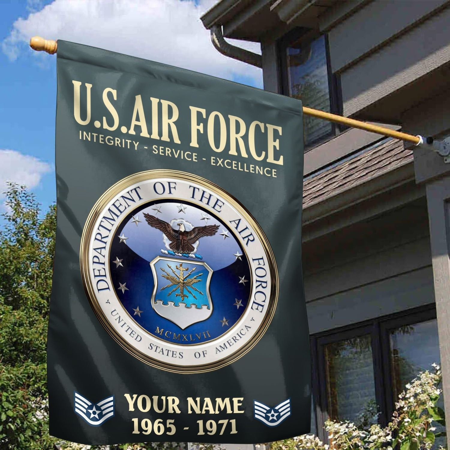 Personalized USAF Integrity Service Excellence Flag Air Force Flag Patriotic Outdoor Decor Gift For Veterans
