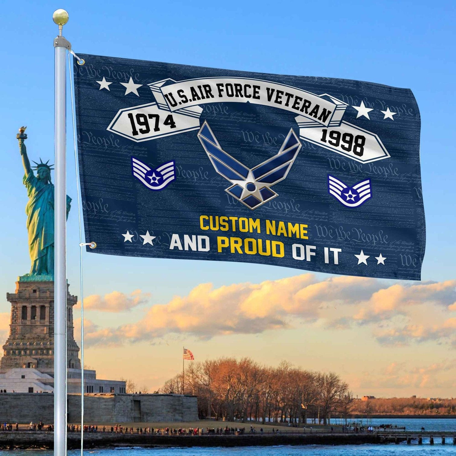 Personalized USAF Veteran And Proud Of It Flag We The People Flag Gifts For Air Force