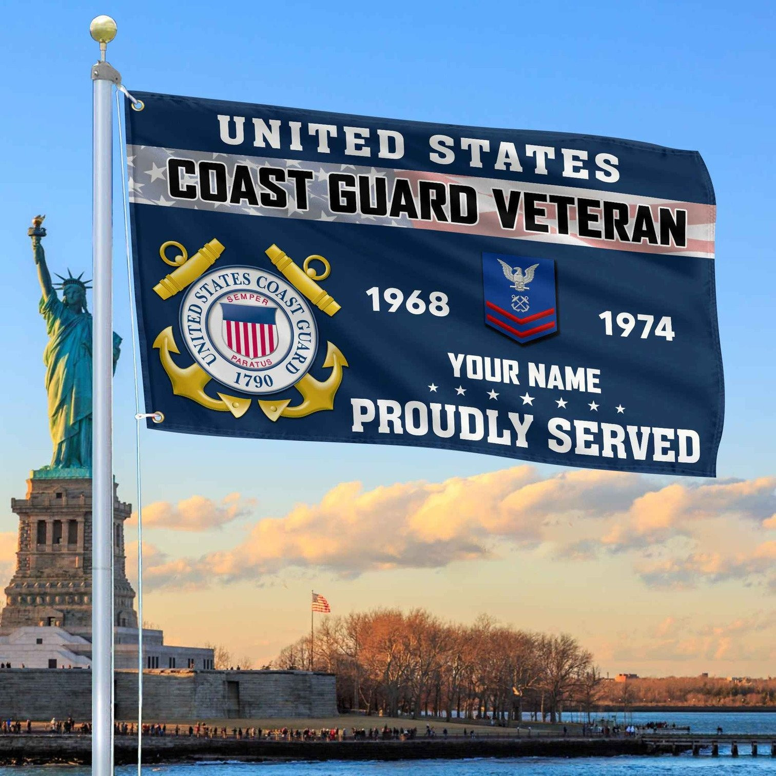 Personalized USCG Proud Served Flag Patriotic Flag Gifts For Coast Guard
