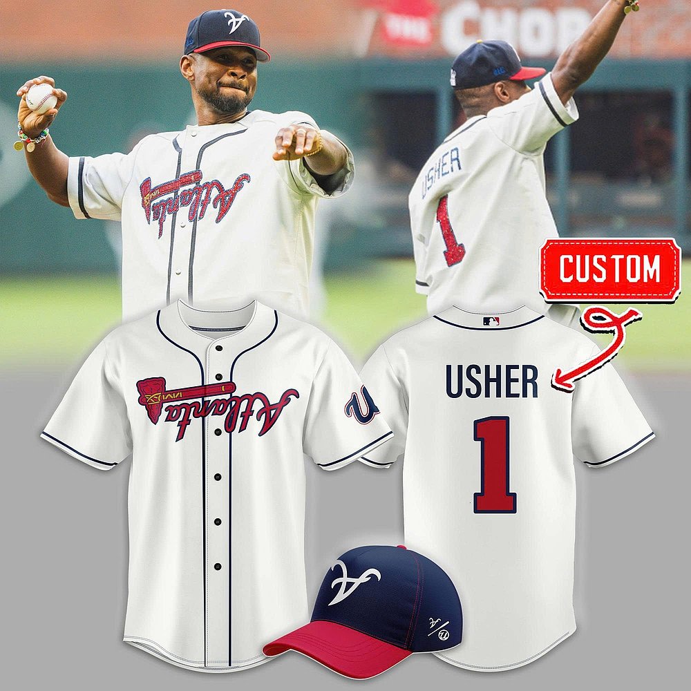 Personalized Usher x Braves A Town Down Jersey Best Gifts For Baseball Fans