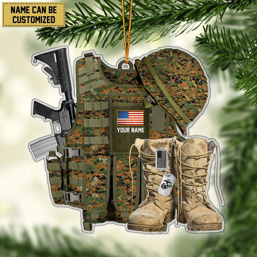Personalized USMC Military Uniform Christmas Ornament Xmas Decor Patriotic Christmas Gifts