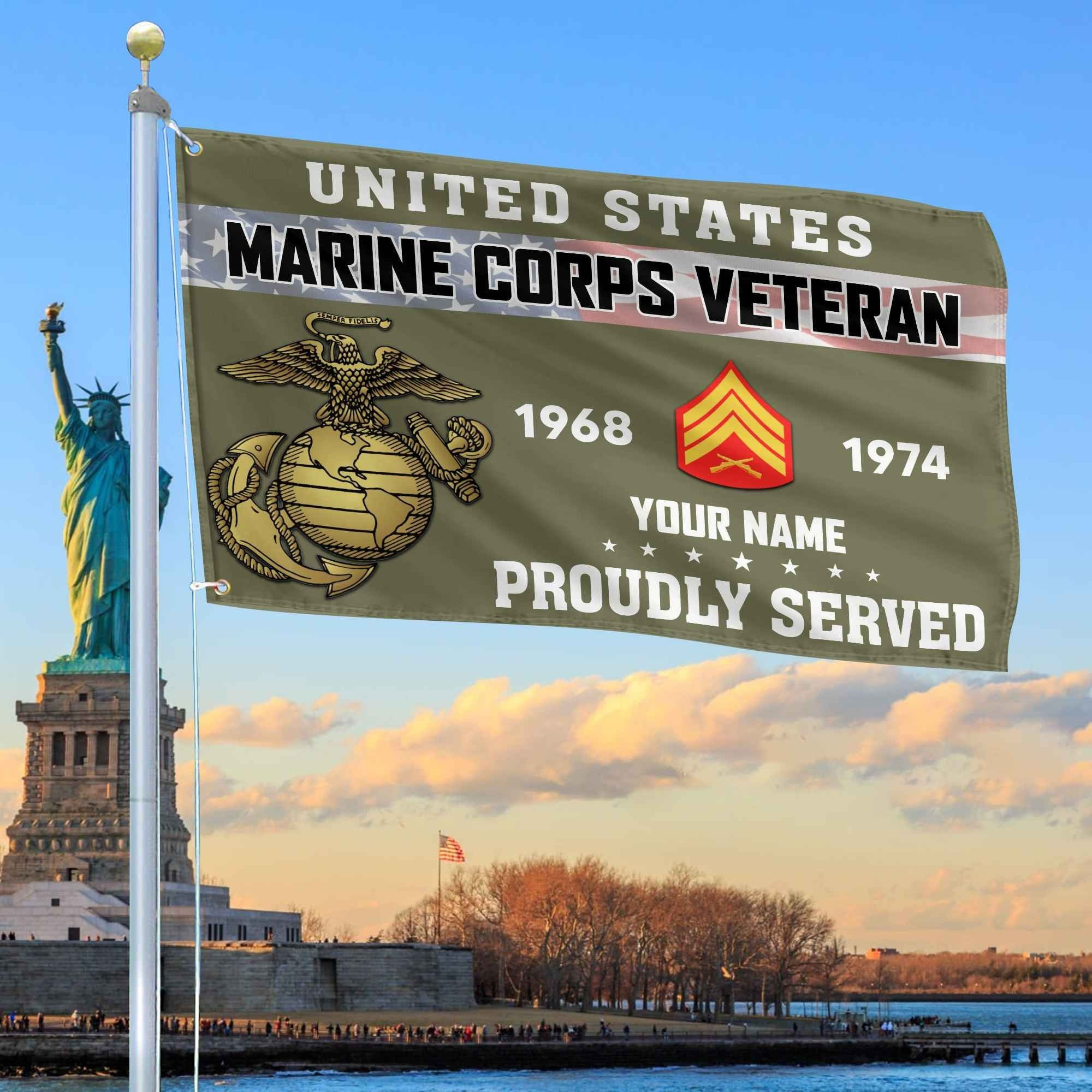 Personalized USMC Proud Served Flag Patriotic Flag Gifts For Marines