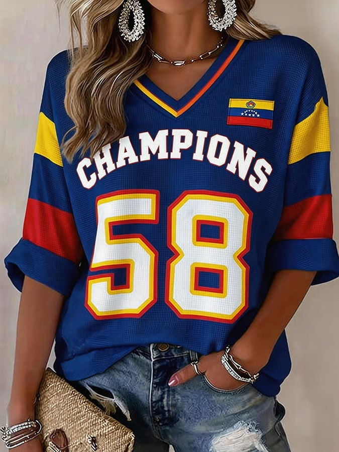 Personalized Venezuela Champions Long Sleeve V-Neck Shirt WBC 2026 Baseball Fan Gear Best Gift For Baseball Supporters