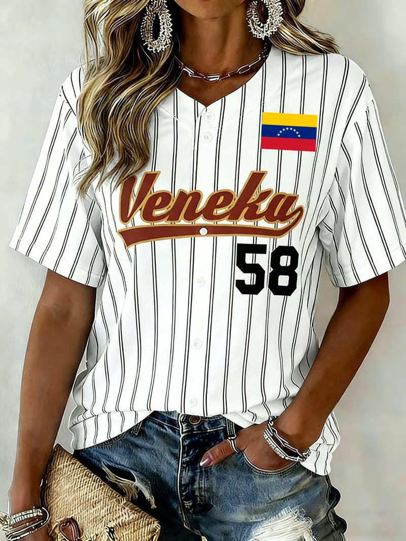 Personalized Venezuela Veneka Pinstripe Baseball Jersey Shirt WBC 2026 Champion Fan Gear Gift For Supporters