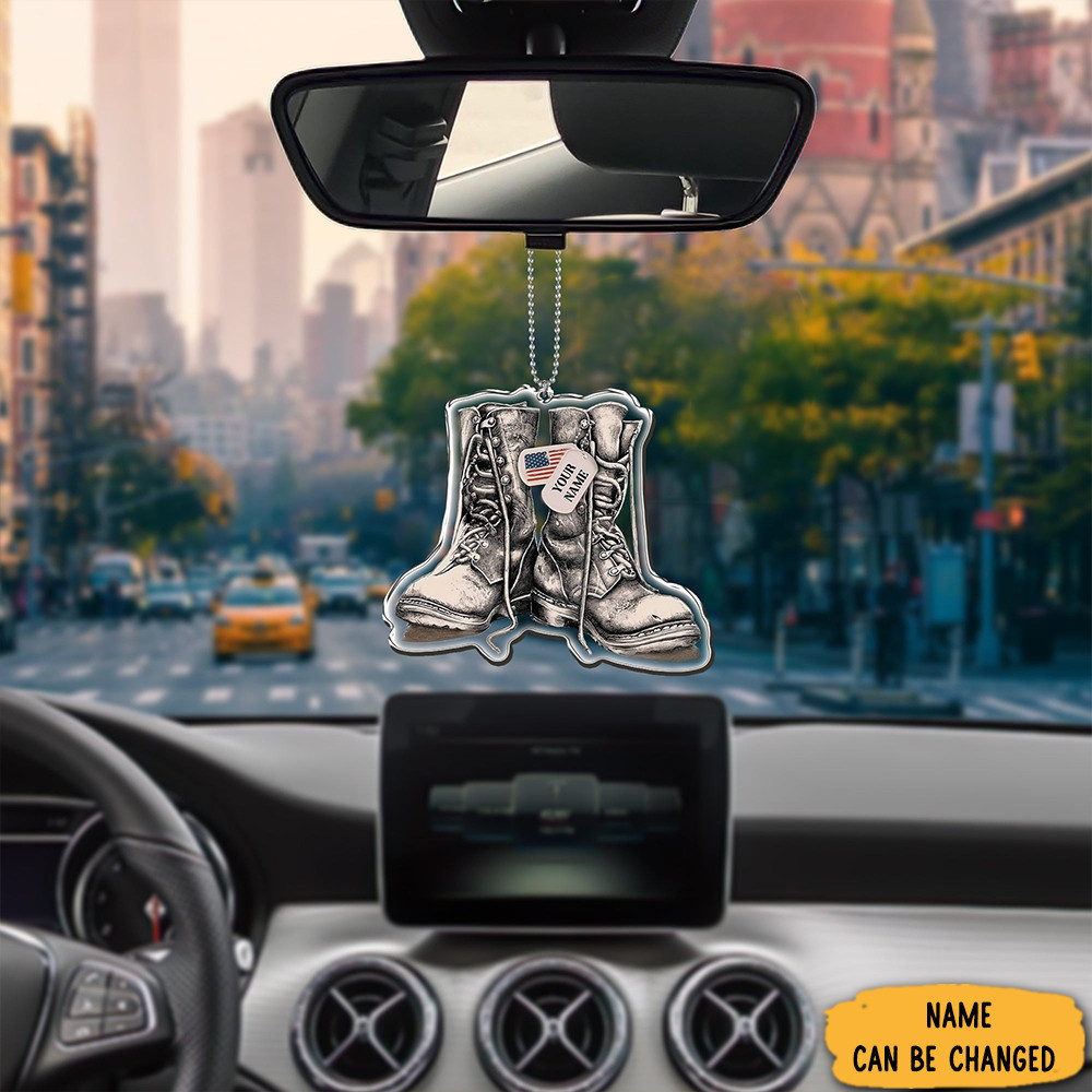 Personalized Veteran Boot Car Ornament Pride Military Car Mirror Ornaments Veteran Gifts Ideas