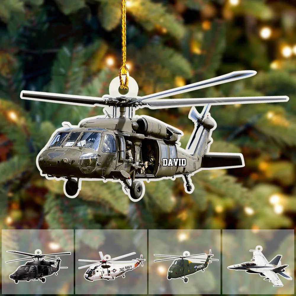 Personalized Veteran Helicopter Christmas Ornament for Dad Gift for Him Veteran Ornament