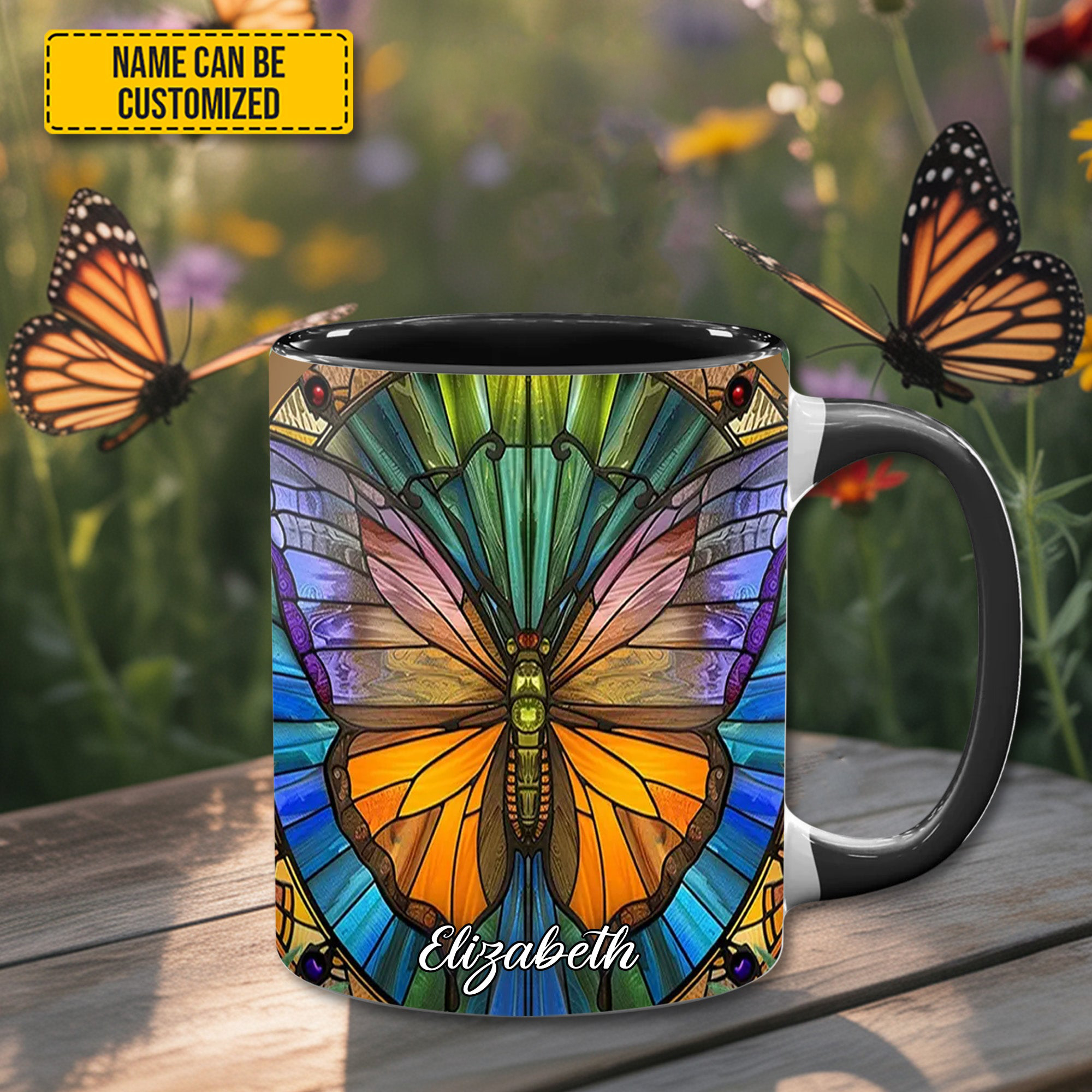 Personalized Vibrant Butterfly Mug Colorful Mug Butterfly Gifts For Her
