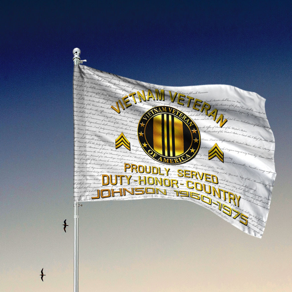 Personalized Vietnam Veteran Proudly Served Flag Vietnam Veteran House Flag Patriotic Gift