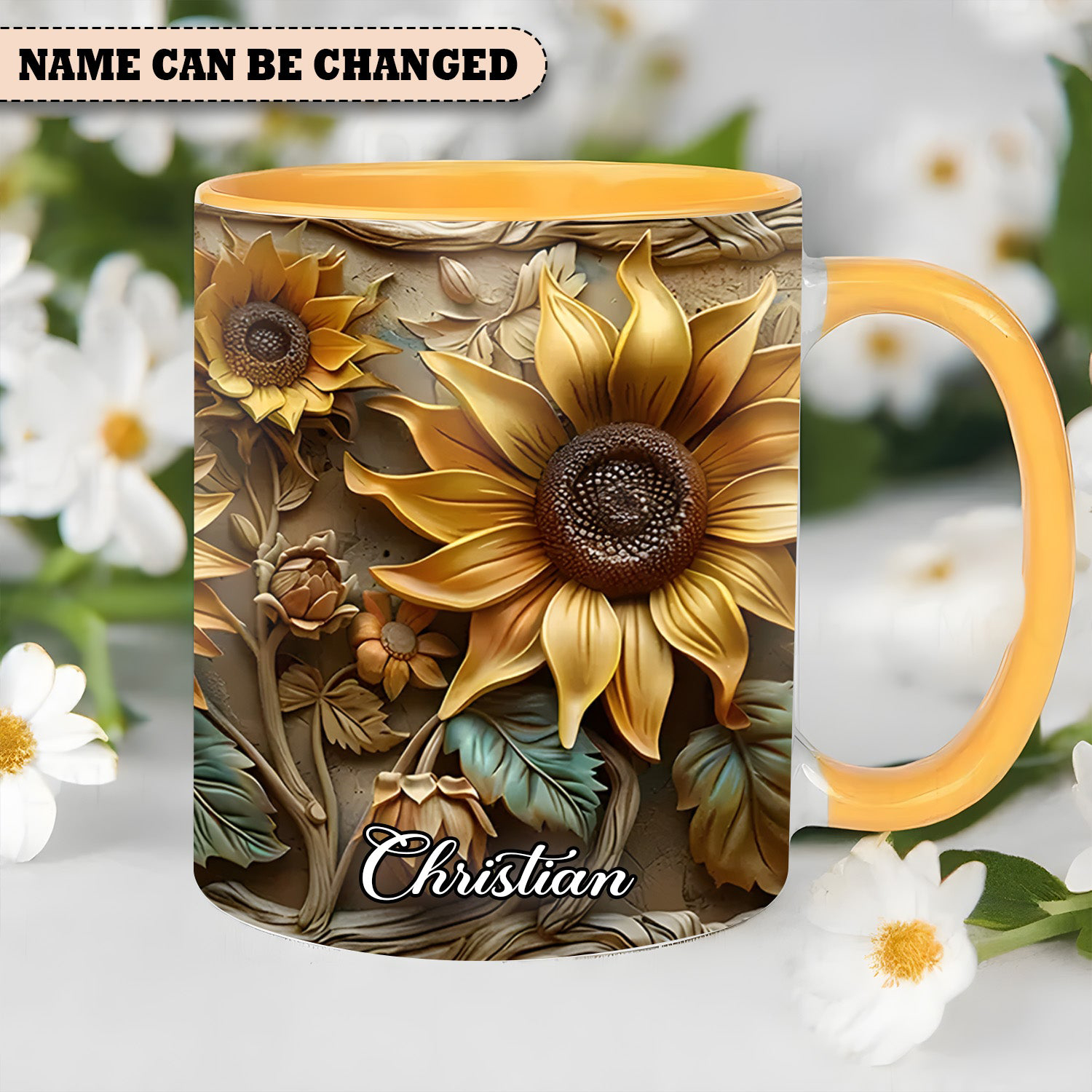 Personalized Vintage Sunflower Mug Floral Design Coffee Mug Gifts For Garden Lovers