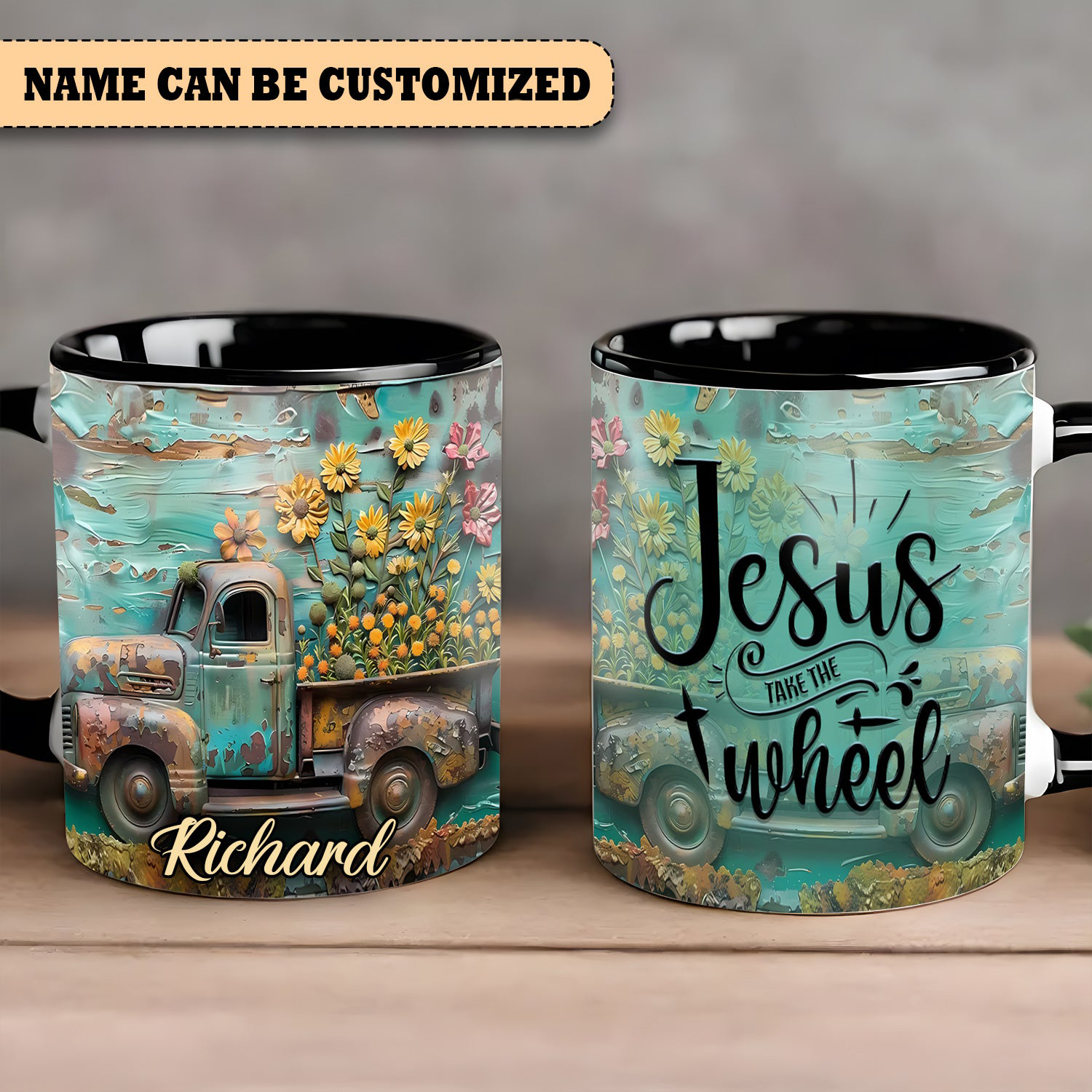 Personalized Vintage Truck Mug Jesus Take The Wheel Mug Gifts For Christians