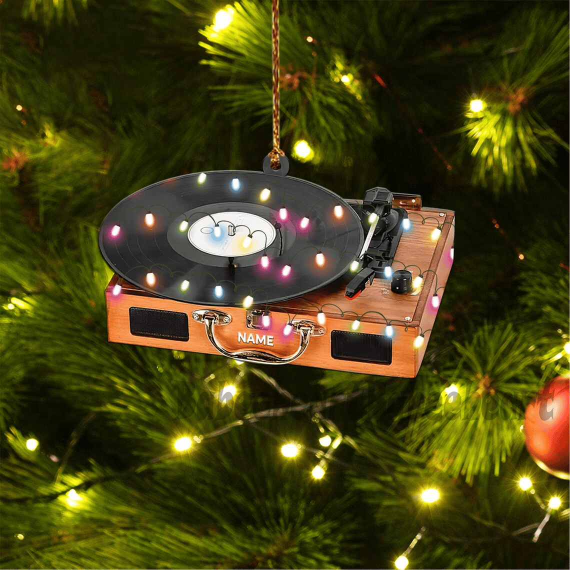 Personalized Vinyl Record Machine Christmas Light Car Ornament Music Christmas Ornament Love music Tree hanging Ornament Decor