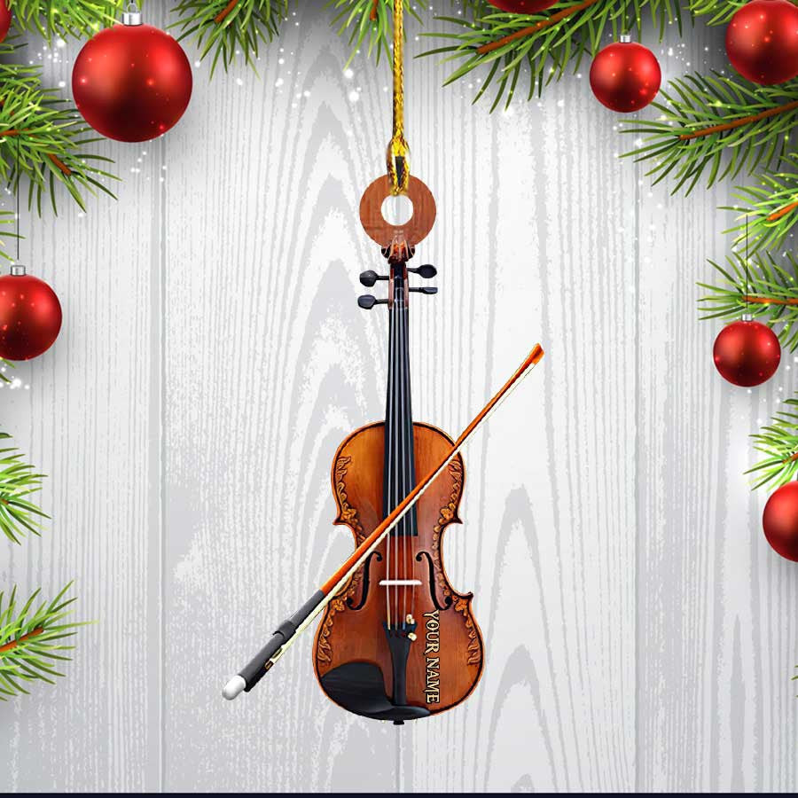 Personalized Violin Ornament Custom Name Flat Acrylic Ornament for Violin Lovers