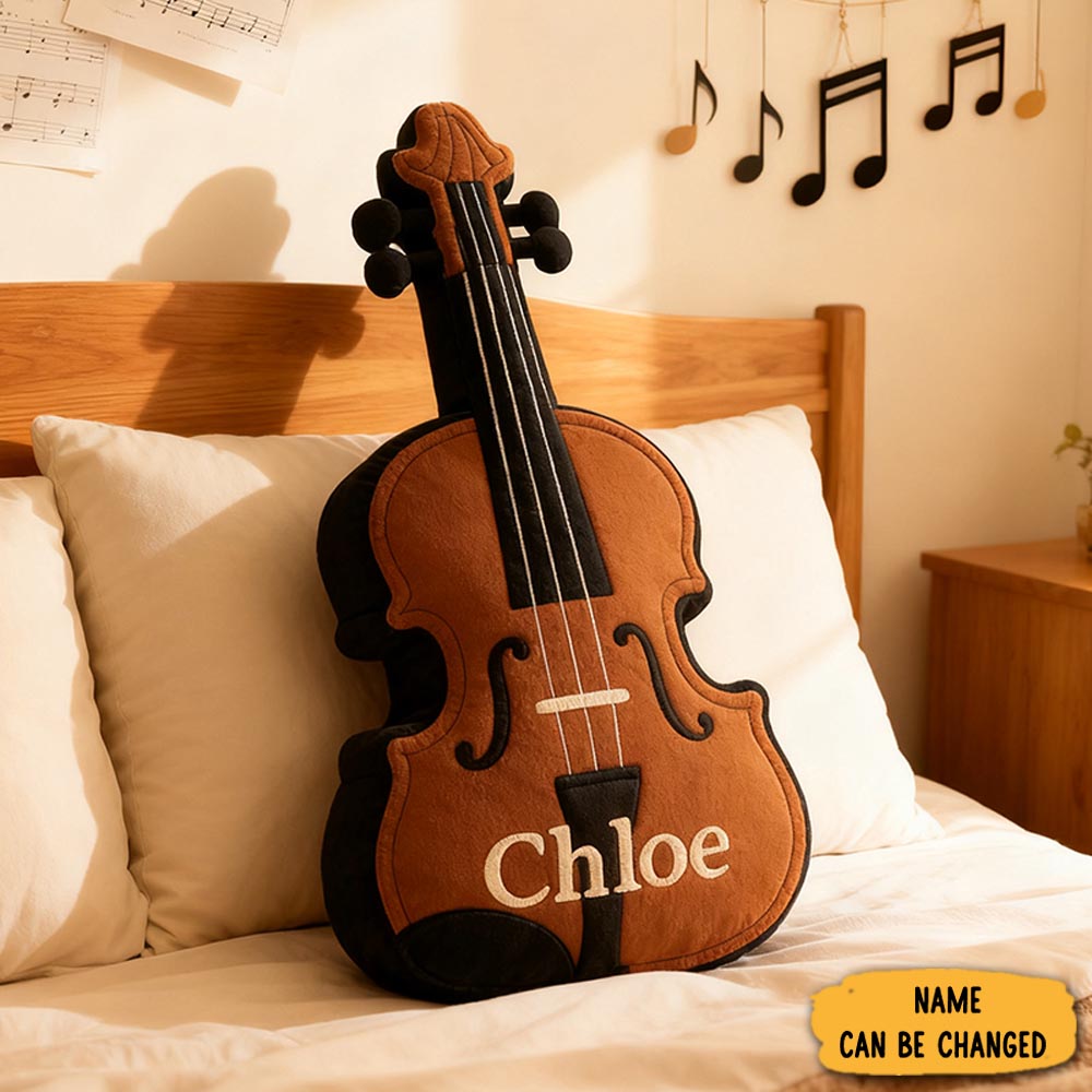 Personalized Violin Pillow Instrument Themed Sofa Accent Home Decor Gifts For Violin Lovers