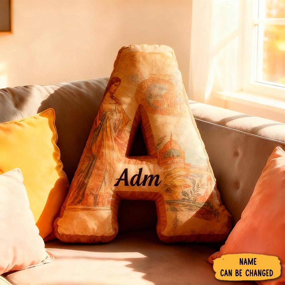 Personalized Virgin Mary Church Letter Pillow Biblical Scenes Religious Christmas Gifts