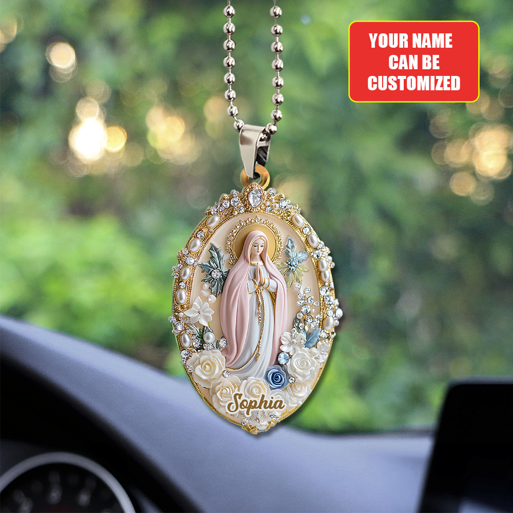 Personalized Virgin Mary Eternal Faith Car Ornament Christian Car Decor Xmas Gifts For Him