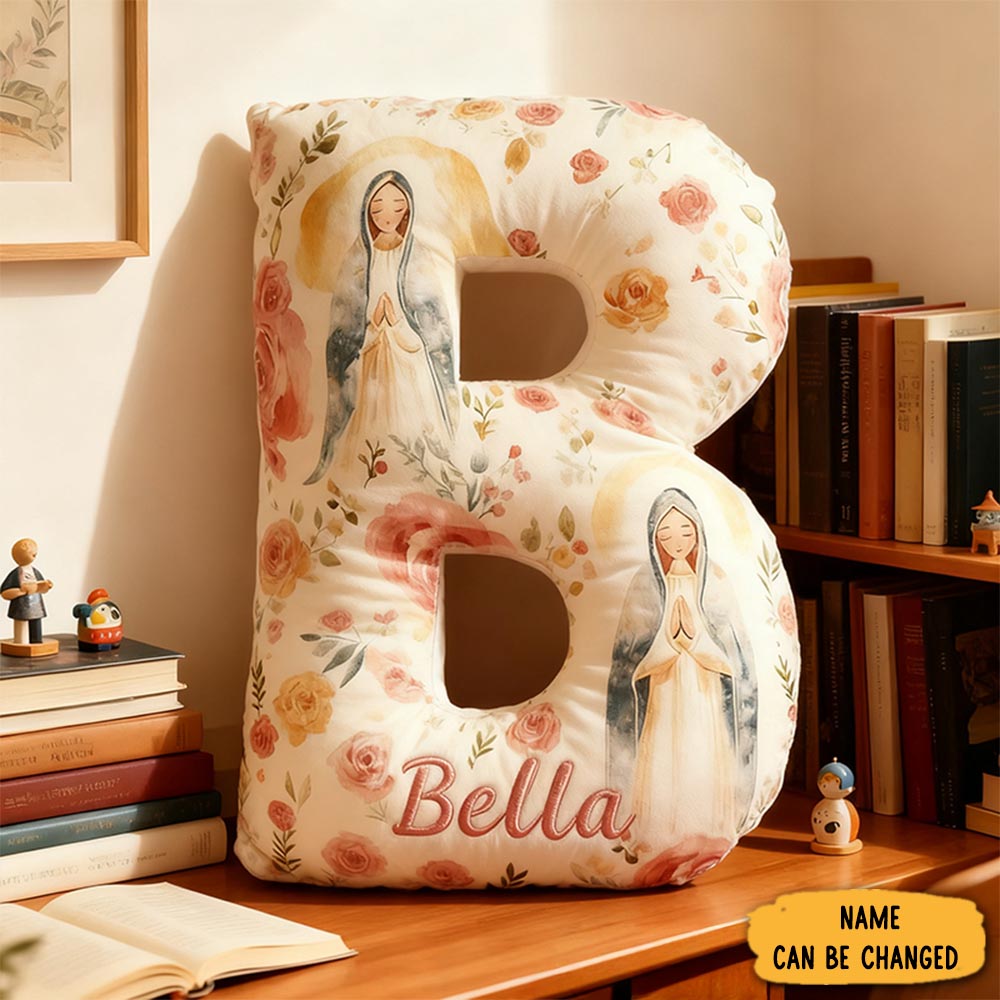 Personalized Virgin Mary Letter Pillow Home Decor Christian Pillow Faith Gift For Family