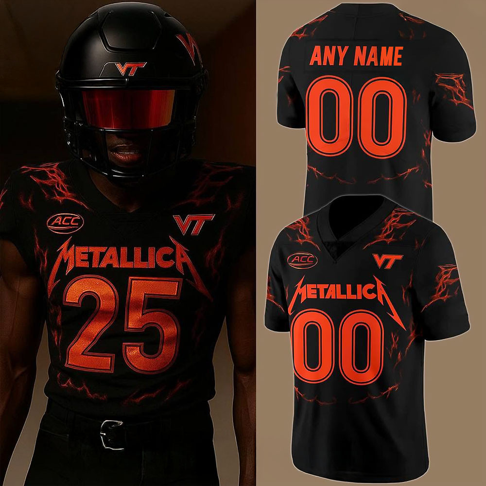 Personalized Virginia Tech Football x Metallica 2025 Football Jersey Best Gifts For Football Fans