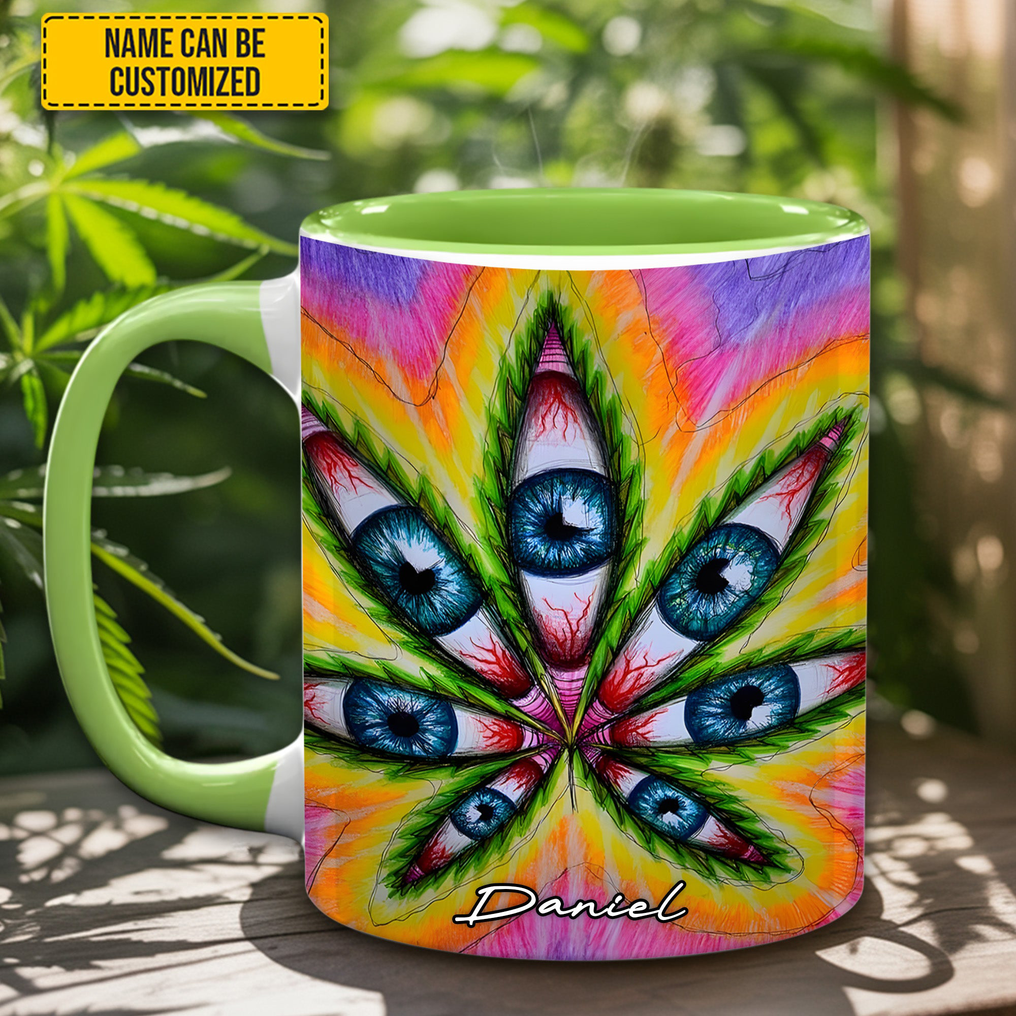Personalized Vision Leaf Mug Psychedelic Accent Mug Unique Gifts For Him