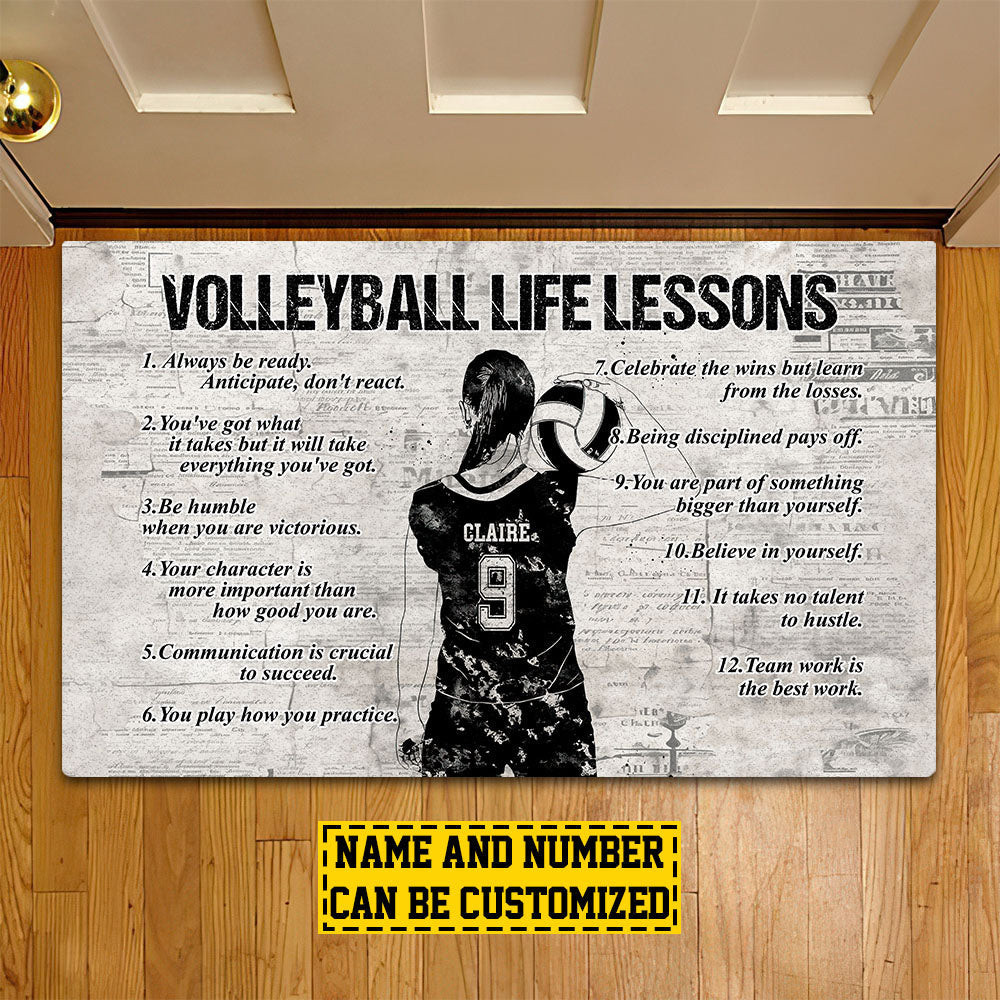 Personalized Volleyball Doormat Volleyball Life Lessons Motivational Quotes Doormat For Home Decor Housewarming Gift Welcome Mat Gift For Volleyball Lovers