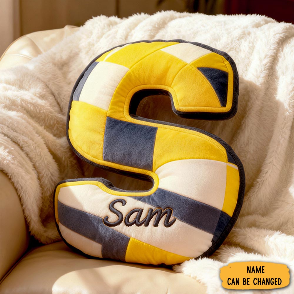 Personalized Volleyball Letter Shaped Pillow Name And Bold Design Home Decor Sports Fan Gifts