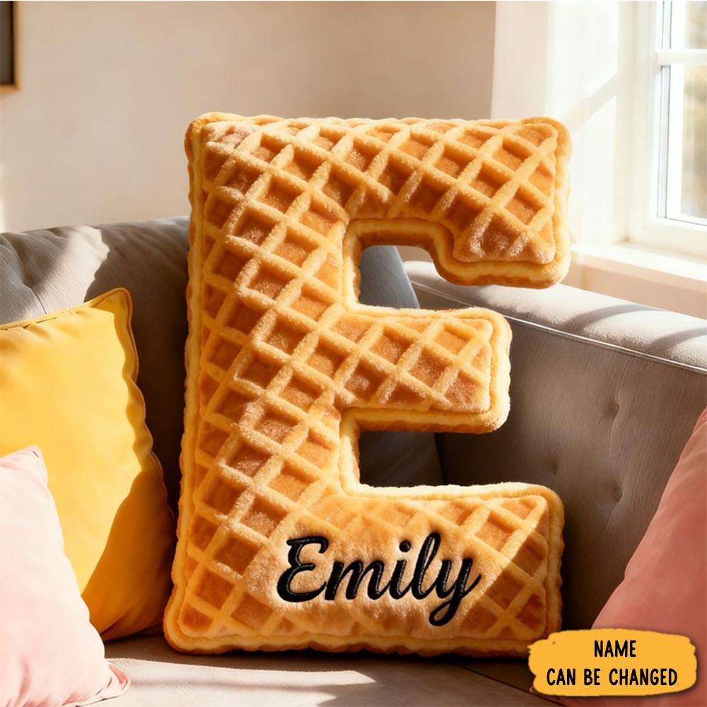 Personalized Waffle Alphabet Throw Pillow Food Themed Couch Pillows Unique Gifts For Kids