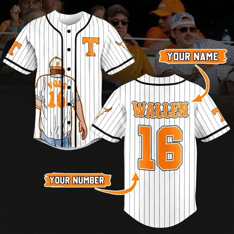Personalized Wallen Tennessee Volunteers Baseball Jersey Morgan Wallen Graphic Merch Gift Ideas