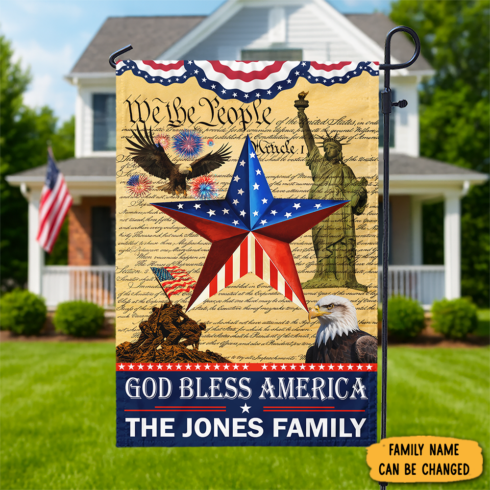 Personalized We The People Flag God Bless America Flag Independence Day Gifts