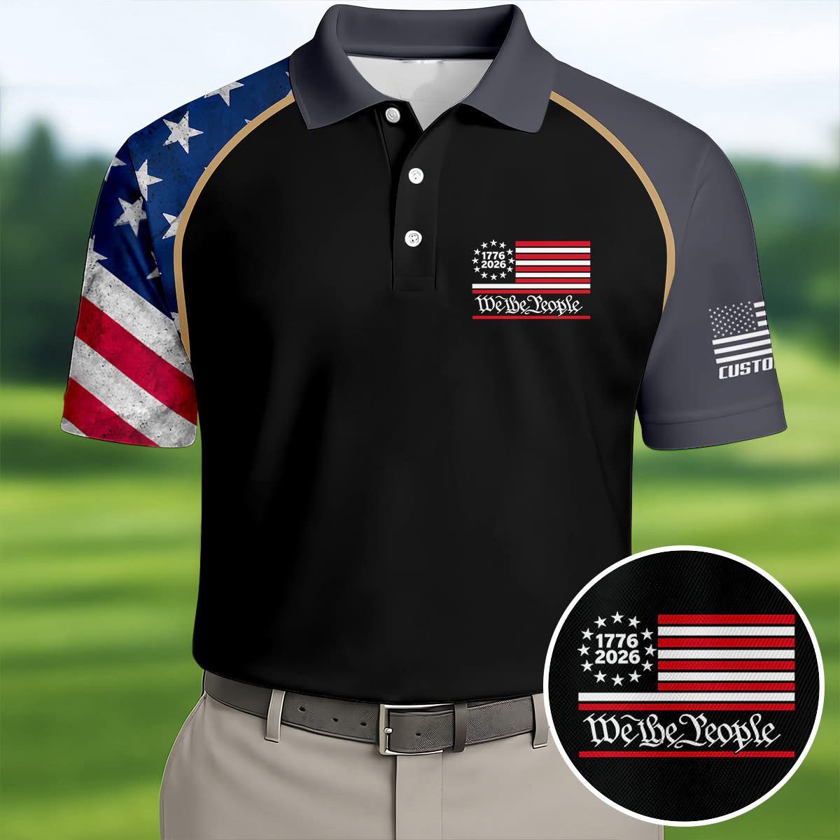 Personalized We The People Golf Polo Shirt Patriotic Apparel Gift For America Golf Fans