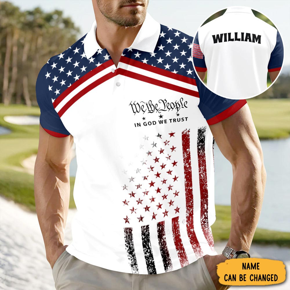 Personalized We The People In God We Trust Patriotic Polo Shirt America's 250Th Birthday Shirt
