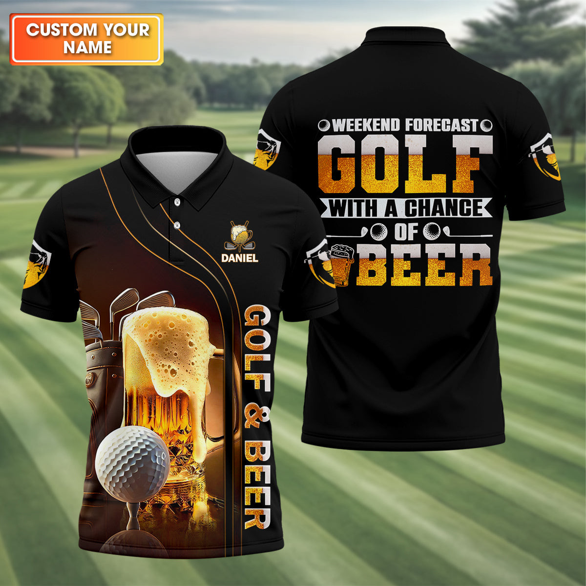 Personalized Weekend Forecast Golf With A Change Of Beer Polo Shirt Unique Golf Clothes Husband Gift