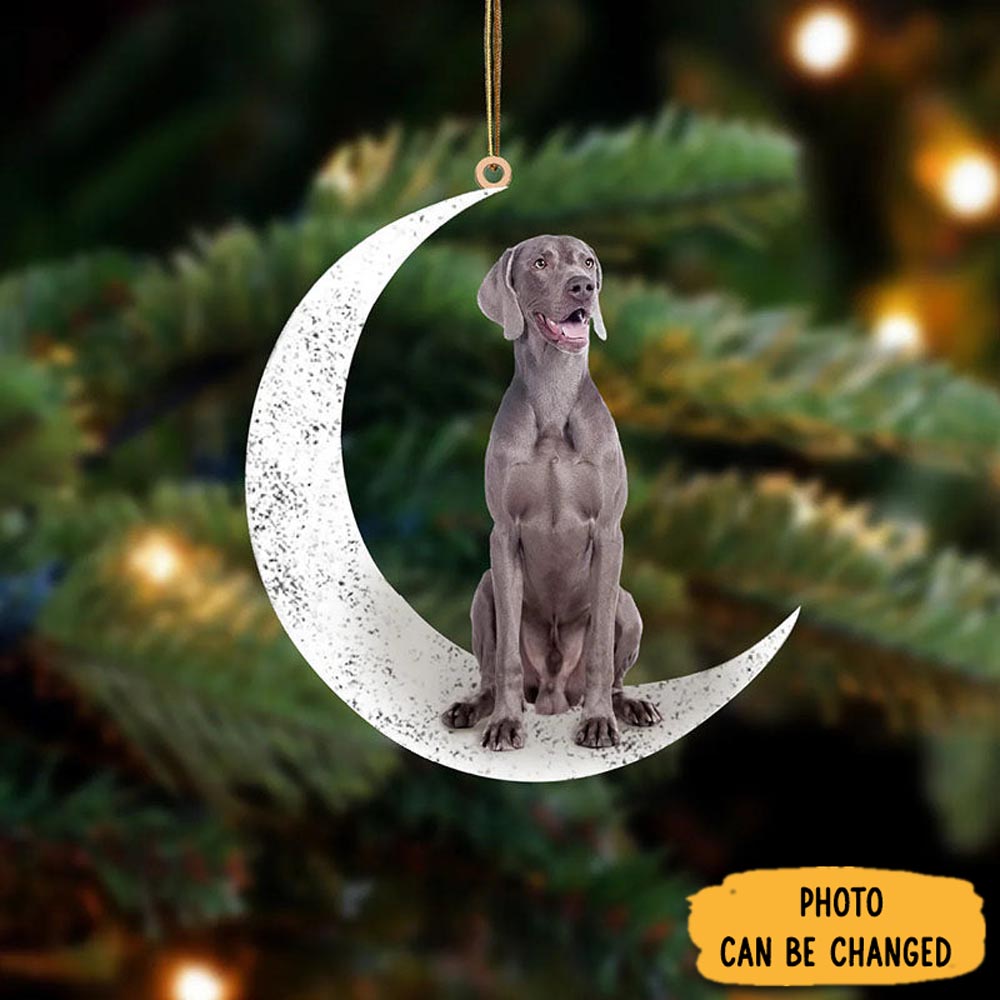 Personalized Weimaraner Sit On The Moon Ornament Special Father's Day Ornament Gift