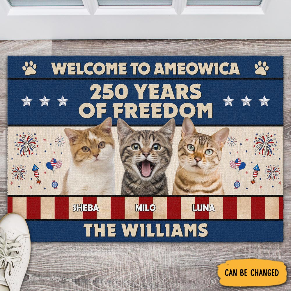 Personalized Welcome To Ameowica 250 Years Of Freedom Doormat Independence Day Doormat