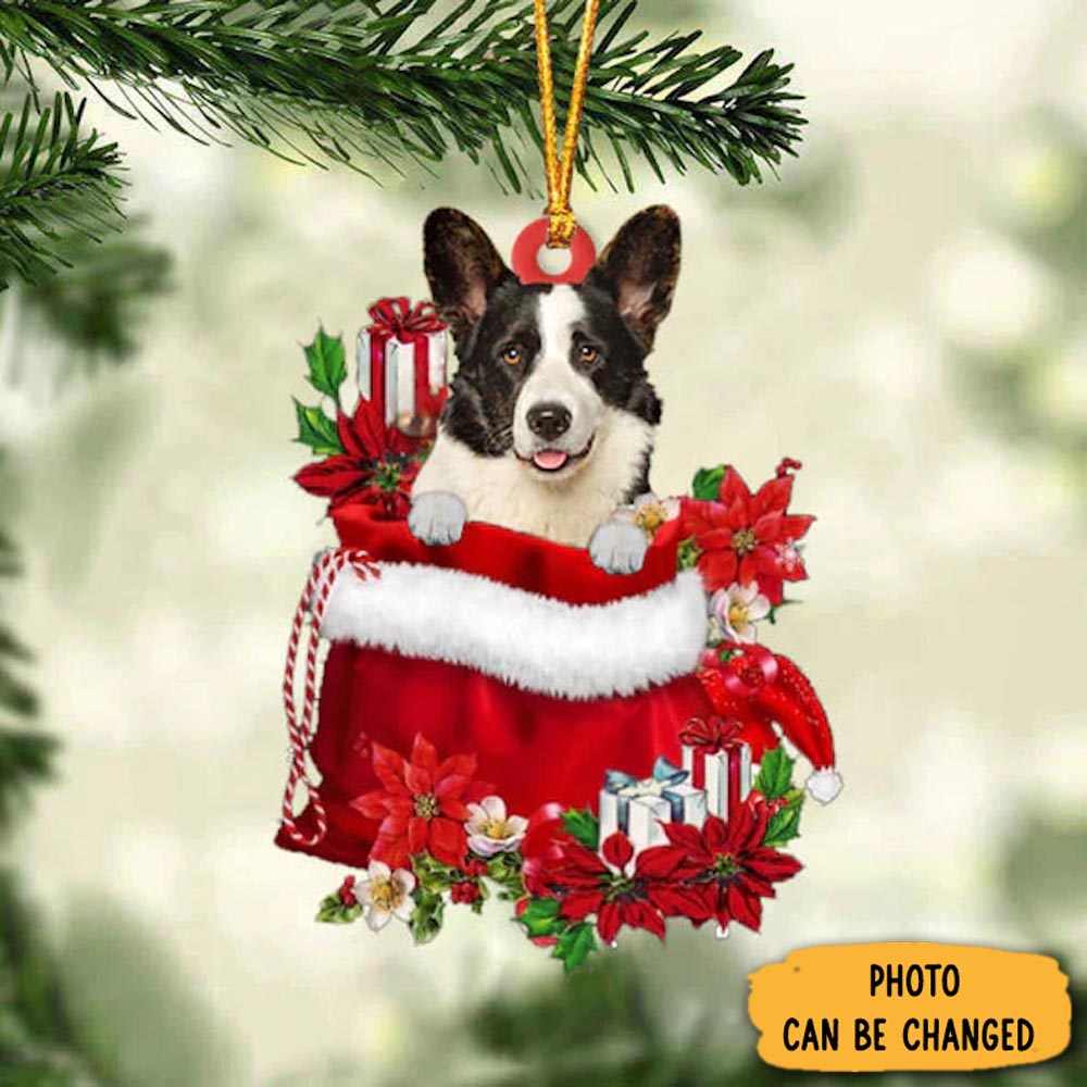 Personalized Welsh Corgi In Gift Bag Christmas Ornament Special Father's Day Ornament Gift