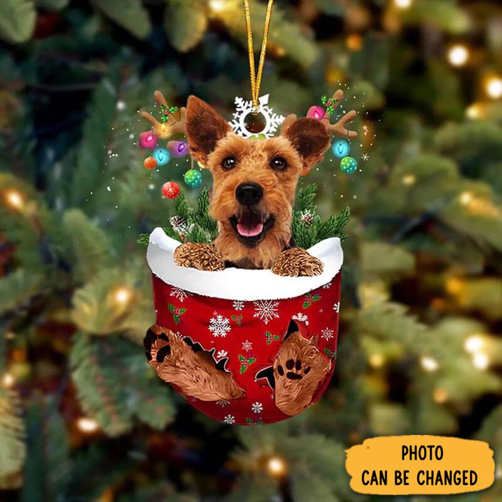 Personalized Welsh Terrier In Snow Pocket Christmas Ornament Special Father's Day Ornament Gift