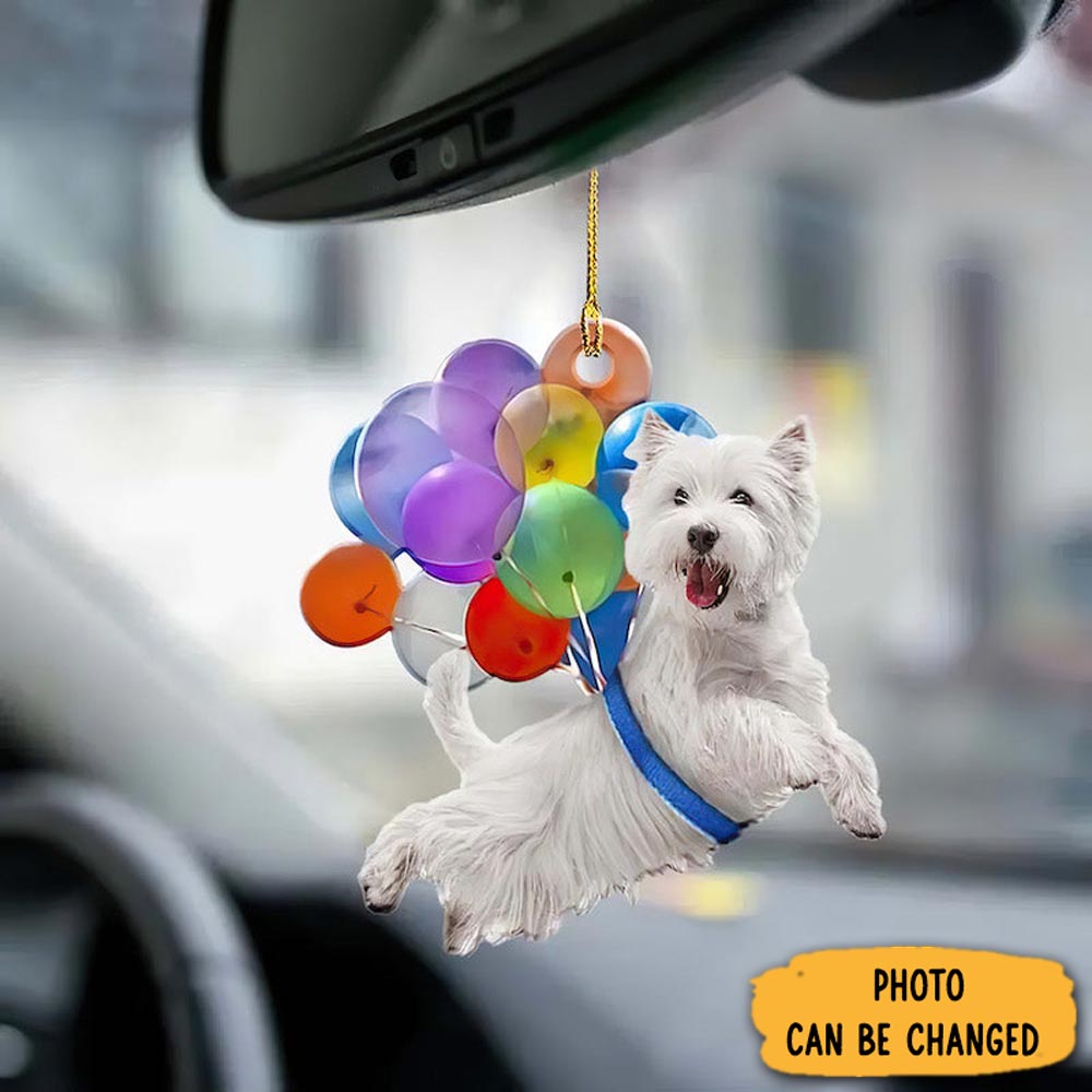 Personalized West Highland White Terrier Fly With Bubbles Car Hanging Ornament Sweet Ornament Gift For Couples