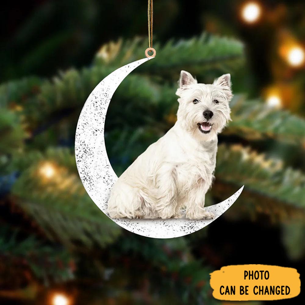 Personalized West Highland White Terrier Sit On The Moon Ornament Adorable Easter Ornament Keepsake