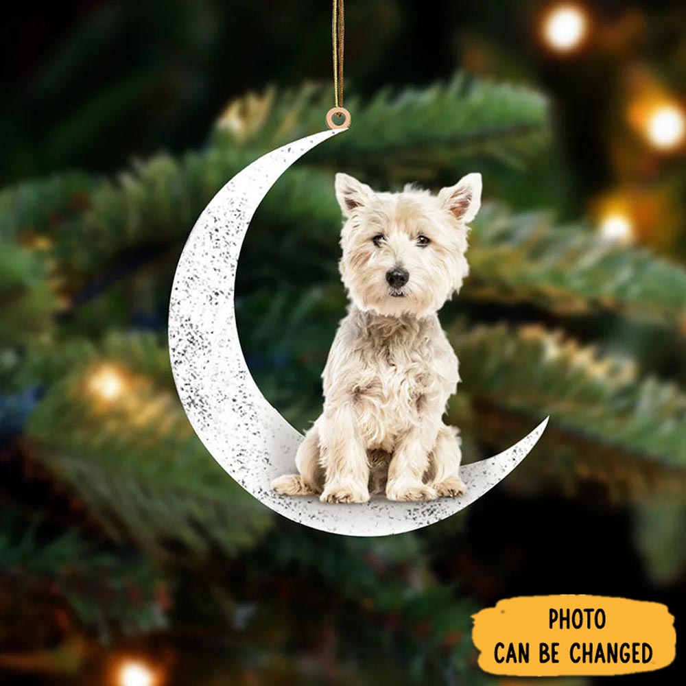 Personalized West Highland White Terrier Sit On The Moon Ornament Joyful Holiday Season Ornament Gift