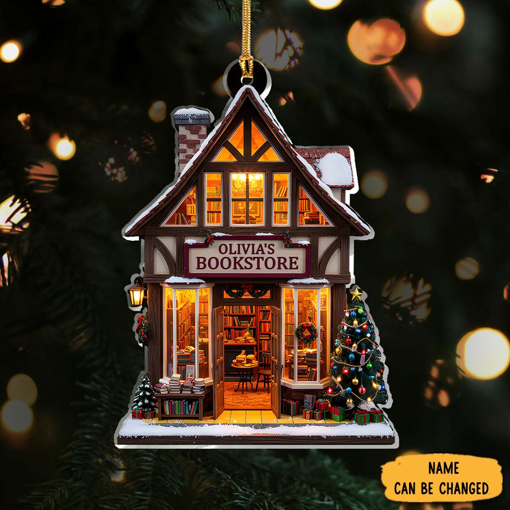 Personalized Winter Bookstore Christmas Ornament Christmas Decor Perfect Gifts For Book Lovers