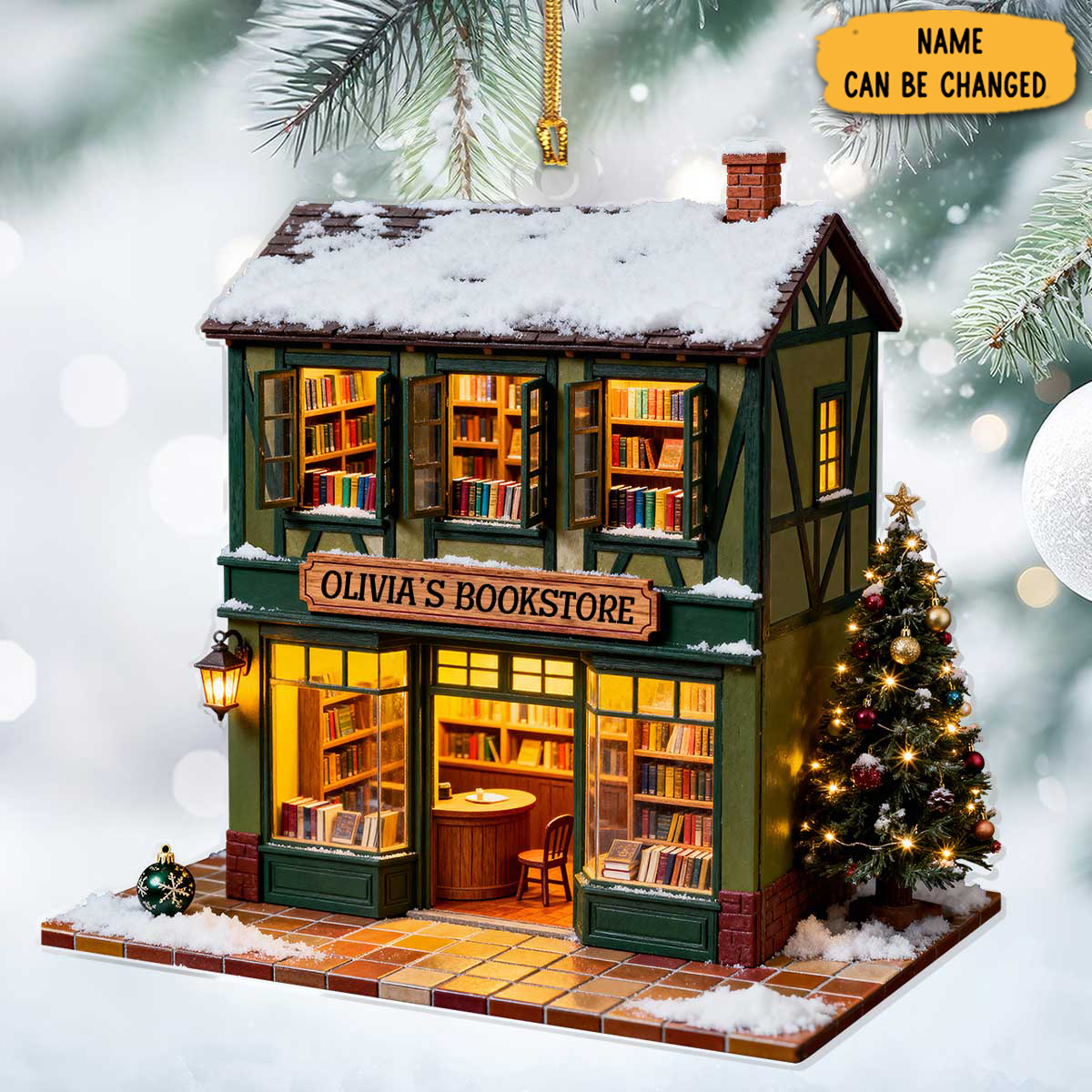 Personalized Winter Bookstore Christmas Ornament Xmas Decor Christmas Gifts For Bookworms