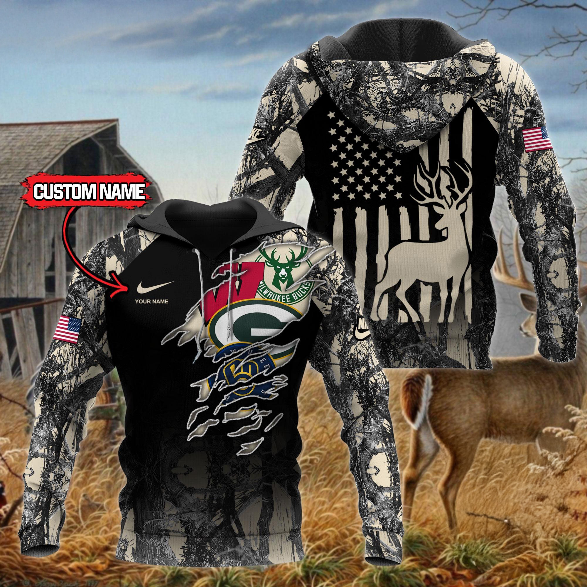 Personalized Wisconsin Sports Hunting Style New 2024 Hoodie Basketball Enthusiast Gifts