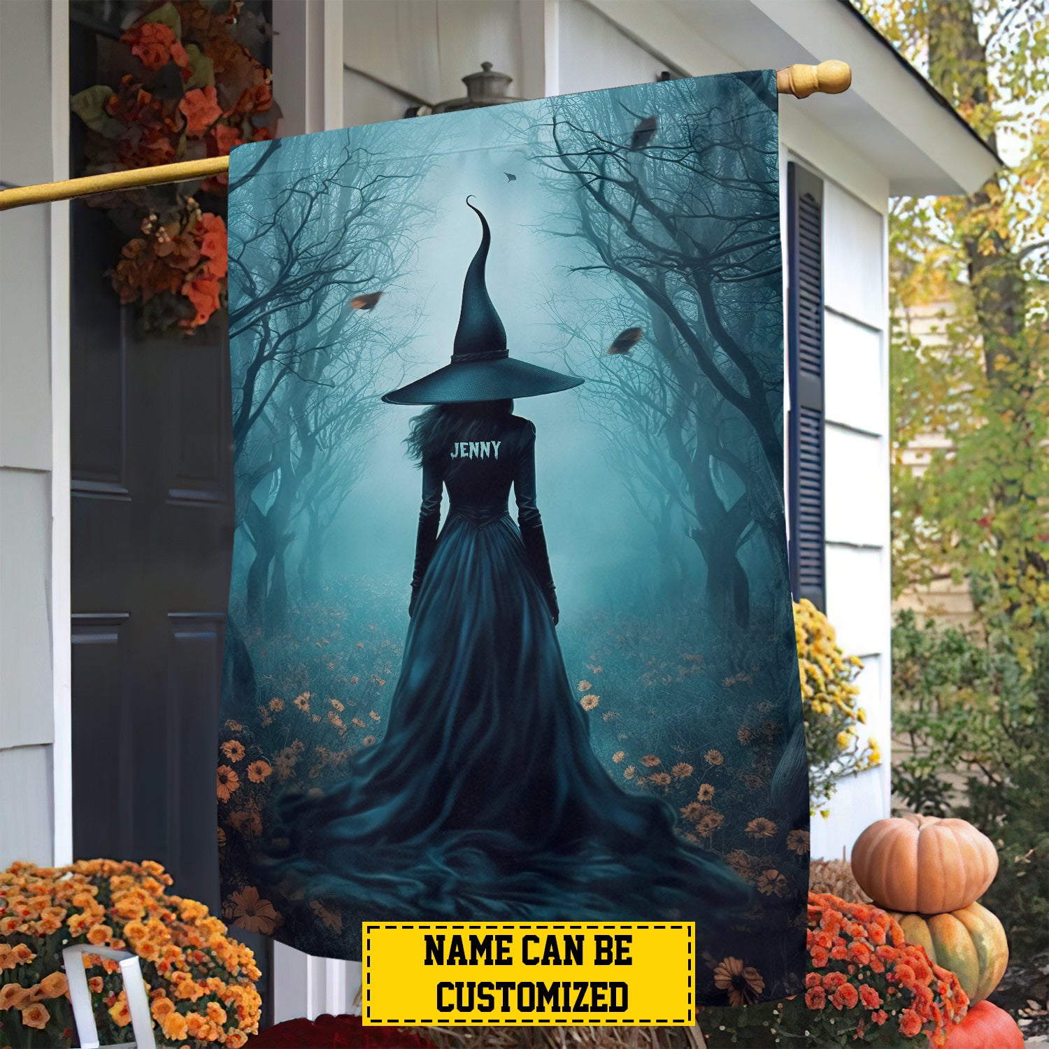 Personalized Witch Garden Flag Mystical Witch Halloween Decor Spooky Gift For Witch Lovers