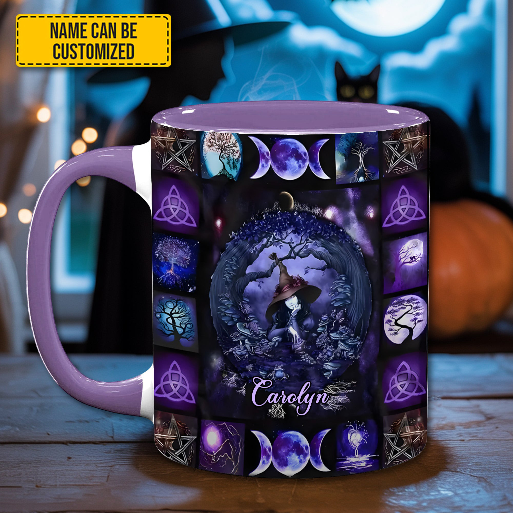 Personalized Witch Moon Mug Moonlit Design Holiday Mug Gifts For Witch Lovers