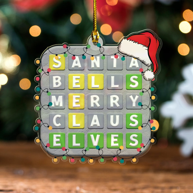 Personalized Wordle Christmas Ornament Xmas Decorations Holiday Signs Secret Santa Gifts